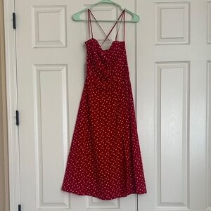 Elegant Red Polka Dot hearts Dress